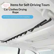 Cuerda para Secar Ropa en el Auto, Ajustable y Multifuncional, para Asientos Traseros de Vehículos, Viajes por Carretera, Campamentos y Uso en Viajes - Negro - Ver 2