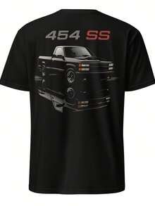 1990 Chevy 1500 454 SS Pickup Truck T-Shirt - 黑色 - 查看 1