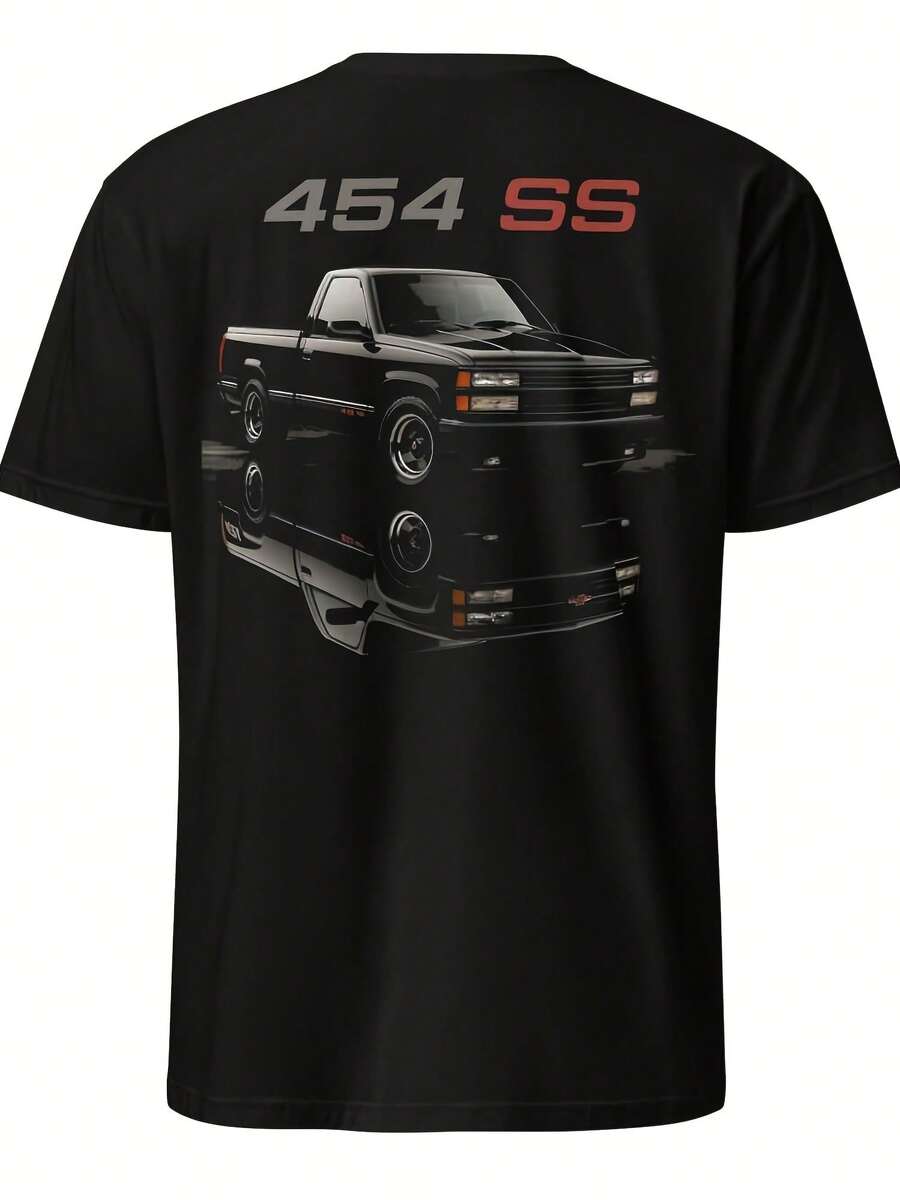 1990 Chevy 1500 454 SS Pickup Truck T-Shirt - 黑色 - 查看 1