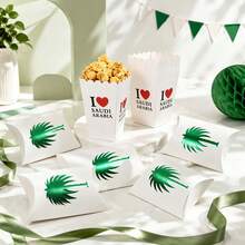 18pcs Saudi National Day Party Boxes I Love Saudi Arabia Popcorn Bucket Green Palm Tree Candy Pillow Box Festival Snack Favor Packaging - Multicolor - View 3