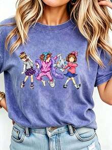Junie B Teacher Shirt Junie B Jones Kindergarten Teacher T-Shirt Teacher Life T-Shirt Teacher Gift Women Round Neck Printed Camisa Pink - 藍色2 - 查看 12