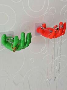1pc Creative Palm-Shaped Wall Hook, Hand-Shaped Storage Rack, Creative Palm-Shaped Wall Storage Hook, Drill-Free Adhesive Installation, Home Wall Key Hook, Creative Palm Wall Jewelry Storage Rack, Soap Dish, Suitable For Bathroom, Bedroom, Vanity - Multicolor - View 7