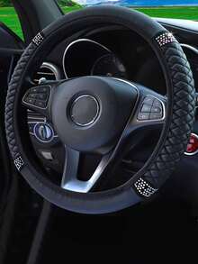 Luxury Rhombus Rhinestone Car Steering Wheel Cover, Universal Round Elastic Steering Wheel Cover, All-Season Breathable Non-Slip Rhinestone Car Steering Wheel Protector - Diamond - View 2