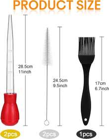 Boao 5 Pieces Nylon Heat-Resistant Turkey Baster Cooking Set Includes Meat Baster, 1 Silicone Basting Brush And 2 Cleaning Brush For BBQ Grill Baking - ColorA - View 3