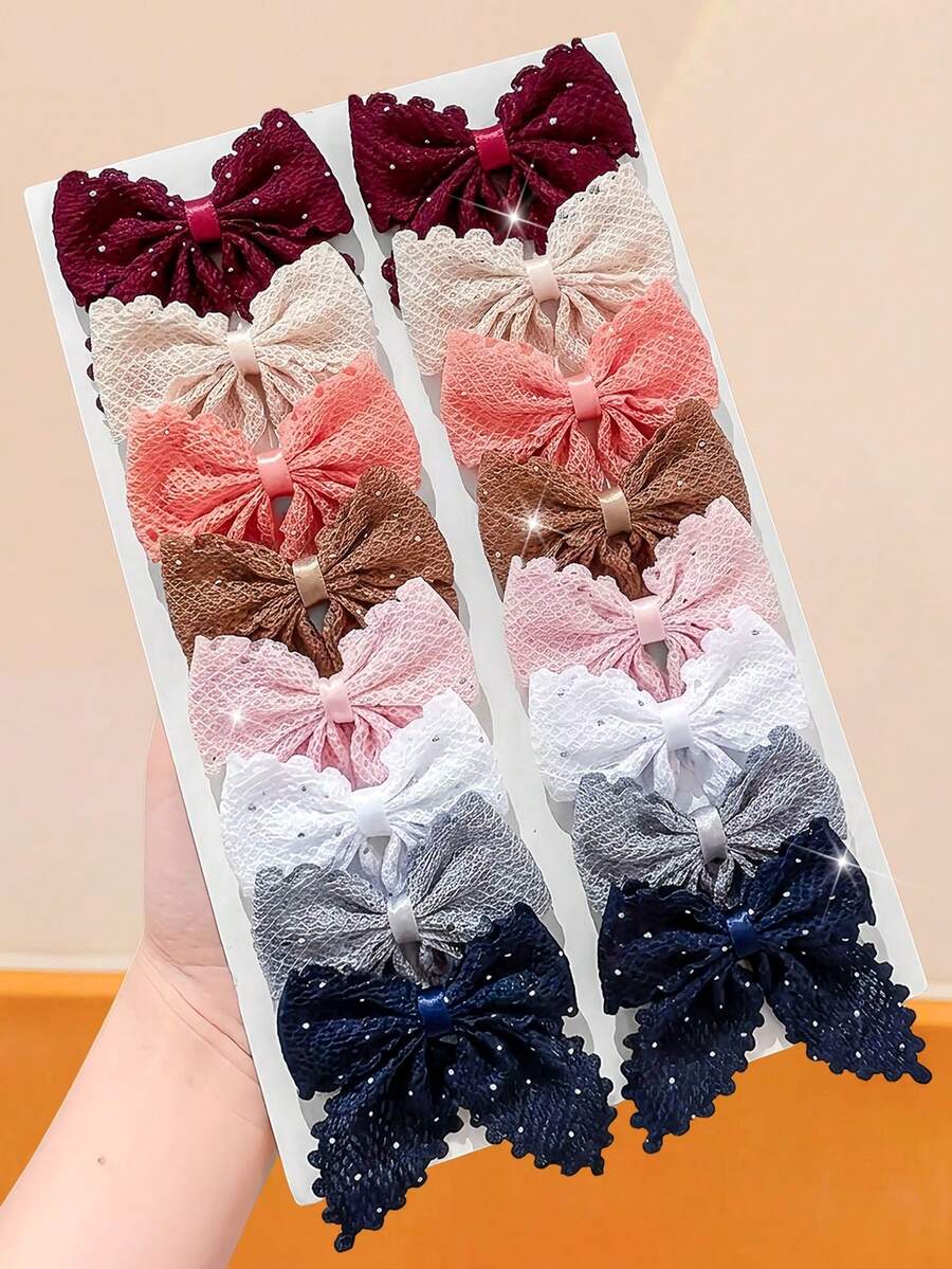 16/8/4/2pcs Vintage Glitter Lace Bow Hair Clips, Durable & Gentle On Hair, Retro Elegant Hair Accessories - Suitable For Women And Girls, Daily Wear, School, Party, Vacation - Multicolor - View 1