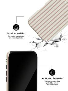 Casing Ponsel Bermotif Garis Koolife Terbuat dari Bahan TPU, dengan Permukaan Halus dan Keras yang Tahan Gores, Tahan Lama, dan Tahan Benturan. Produk ini merupakan pilihan hadiah yang sangat baik dan kompatibel dengan model 11, 12, 13, 14, 15, 16, 17, 18 (termasuk versi Pro dan Pro Max). - Aprikot - View 3