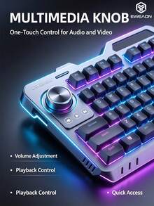 EWEADN Keyboard Mekanik Metal dengan Pencahayaan RGB, Kombo Keyboard & Mouse Gaming Nirkabel Dual-Mode Isi Ulang, Set 3 Buah, Perangkat Komputer Gaming GX810 (Mekanik Berkabel) - View 7