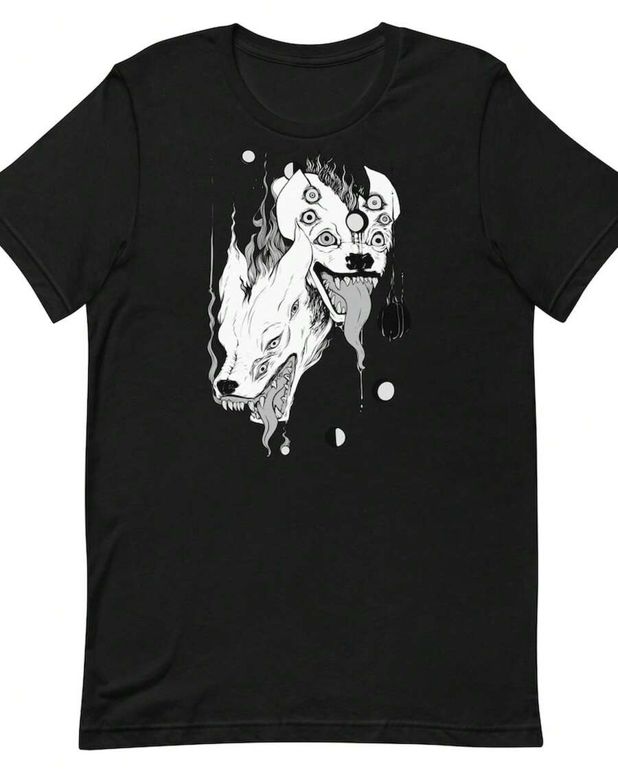 camiseta españa Surreal Gothic Hyena Dark Occult Animal Art Unisex Graphic Tee - Negro - Ver 1