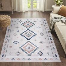 Geometric Ornament Soft Velvet Plush White Base Lavender Medallion, Area Rug 4x6, Recommended For Bedroom And Play Area - Default - View 3