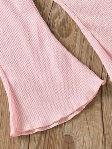 6pcs Baby Girl Casual Solid Color Knit Top & Versatile Flared Pants Set, Outdoor Autumn/Winter - Multicolor - View 11