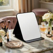 Foldable Makeup Mirror, Portable Standing Mirror For Female Students, Home Desktop Vanity Mirror, Classroom Dormitory Portable Mirror, High-Definition Imaging, Foldable Storage Space-Saving, Compact And Lightweight, Dorm Bedside Desk, Travel Portable, High-Definition Durable, Multi-Angle Adjustable, Simple And Practical, Gift For Best Friend And Classmate, Dormitory Essential, Home Essential - Black - View 4