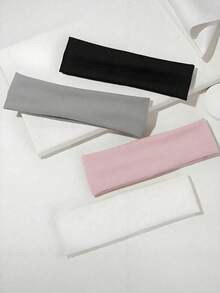 4 piezas de diademas deportivas de unicolor, diademas de unicolor clásicas adecuadas para yoga diario, fitness o momentos ocupados para fijar el cabello - Adecuadas para mujeres - Multicolor - Ver 3