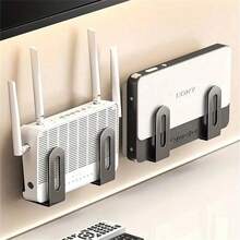 No-Drill Wall-Mounted Storage Rack, Suitable For Router, WiFi Modem, Set-Top Box, Cable Management Function, Synthetic Gemstone Shelf, Space-Saving Multi-Functional Storage Rack, With Adhesive Backing - Multicolor - View 7