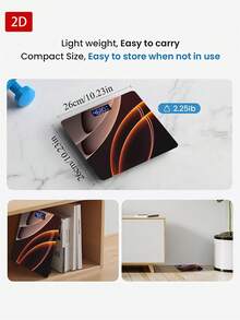 1pc Brown-Orange Streamlined Scale/ Suitable For Small Scale,Household Scale,Portable Scale,Compact Scale,Bathroom Scale /Easy To Apply /Measures Weight Up To 400 Lb/180kg,Tempered Glass Surface,Temperature Detection,Uses AAA ( Not Included) - Multicolor - View 5