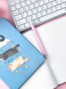 A5 Cute 3 Kittens Illustration Notebook, Thick Blank Inner Pages, Healing Cat Cover, Student Note-Taking Planner, Back To School Stationery Gift - A5 - View 4