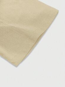 YUNCHIC Textured Crinkled Stand Collar Short Sleeve Shirt, Apricot Breathable Cool-Touch Summer Casual Commute Versatile Blouse - Apricot - View 9
