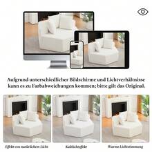 A Modern Hexagonal Armchair, Characterized By Its Numerous Combination Possibilities And Modular Design; This Chenille-Upholstered Sofa Is Ideal - Beige - View 8