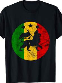Ta Reggae Music Headphones Jamaican Lion Of Judah T-Shirt - 黑色 - 查看 1