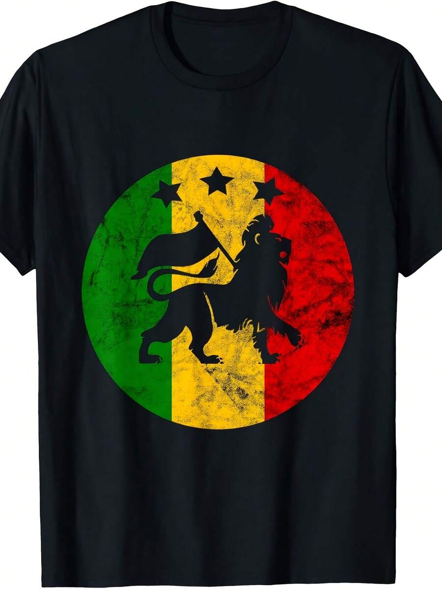 Ta Reggae Music Headphones Jamaican Lion Of Judah T-Shirt - 黑色 - 查看 1