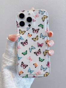 1pc Fashion Creative Full Screen Colorful Butterfly Pattern Phone Case, Suitable As Holiday Gift Compatible With Samsung Galaxy S25, S24, S23/A15, Apple XS/XS Max/XR/11/12/13/14/14 Plus/15/15 Plus/16/16 Plus/7/8 Plus/17/17 Pro And Other Models Protective Cover - Multicolor - View 2