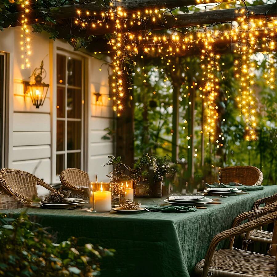 Waterproof Fairy String Lights, 8 Lighting Modes, Battery Box Powered Black Wire LED Lights, Suitable For Yard, Window, New Year Decoration, Batteries Not Included