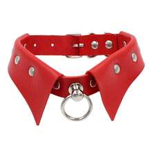 1pc Fashion Punk Gothic Collar Choker Necklace With Simple Pendant Ring - Multicolor - View 17