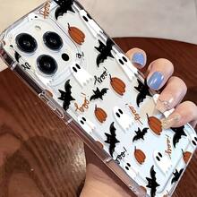 1 Buah Casing Ponsel TPU Transparan Anti Guncangan dengan Motif Hantu, , dan Kelelawar, Kompatibel dengan Seri Apple 17 16 15 14 13 12 11 Plus Pro Max, Pelindung Bergaya yang Dipersonalisasi, Modis - Clear - View 2