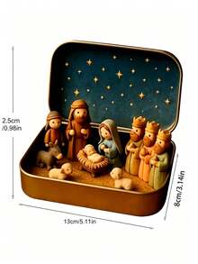 Set Kotak Kaleng Adegan Kelahiran Yesus Natal, Termasuk Patung Yesus, Cocok untuk Memajang Gambaran Keluarga Kudus, Set Adegan Kelahiran Yesus Mini dari Resin Buatan Tangan, Hadiah Dekorasi Natal yang Sempurna, Cocok untuk Dipajang di Meja Kantor - MultiWarna - View 12