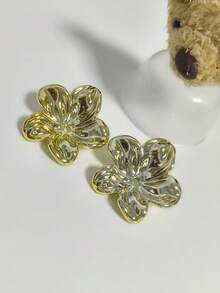 2-10PCS Gilded Flower & Starfish Gold Earrings Set - Gold - View 4
