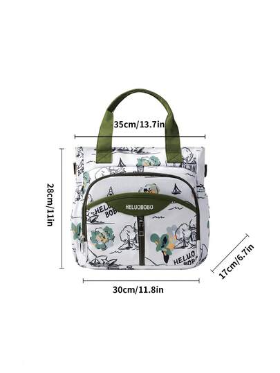Tas Multifungsi Ibu & Bayi, Tas Botol Bayi Berinsulasi Aluminium Foil, Tas Ibu Bermotif Kain Oxford Modis, Tas Bahu Wanita untuk Bepergian