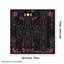 1 buah Alas Hitam dengan Pola Tarot Bulan Emas, Panduan Posisi Kartu Tarot, Bingkai Bunga Mawar Peony Ungu, Kain Altar untuk Membaca Kartu Ramalan Tarot, Dekorasi Ritual Meditasi, Hadiah - MultiWarna - View 7