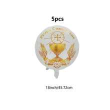 5/10pcs 18inch White Foil Balloons For Baptism, First Communion, Baptism Theme Party Decoration, Indoor/Outdoor Party Decor (Ribbon Not Included) - View 6