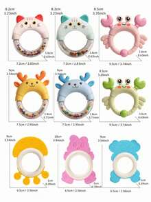 Set Mainan Bayi 7 Buah, Mainan Sensorik Bertema Hewan Warna Macaron, Mainan Kerincingan Genggam Berwarna-warni, Cocok untuk Perkembangan Awal, Mainan Bayi, Mainan Balita - MultiWarna - View 10