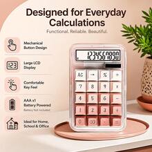 Translucent Pink Acrylic Shell Calculator, Gradient Pink & White Keys, Large Digital Display, Highly Attractive Portable Calculator For Accounting, Bookkeeping And Cashier (Battery Not Included) - A - View 6