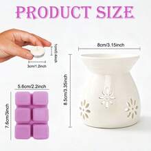 陶瓷香蠟融化加熱器，內含 10 入無香棕櫚蠟茶蠟燭，6 個 3 盎司薰衣草香蠟融化塊 - Ceramic Wax Melt Warmer - 查看 3