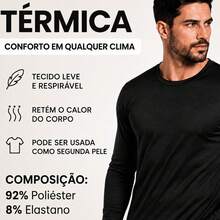 Kit 3 Camisetas Manga Longa Masculina Térmica Confortável Leve Respirável Microfibra - GG - Visão 2
