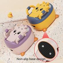 1pc Cute Giraffe Baby Potty Training Seat With Armrests And Backrest, Portable Toddler Toilet Chair With Removable Potty And Cleaning Brush, Unisex - Multicolor - View 3