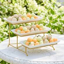 3-Tier Gold Fruit & Dessert Display Stand, Pastry Rack, Buffet Display Rack, Wedding & Birthday Party Dessert Display Stand - Multicolor - View 10