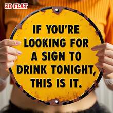 1pc Modern Quote 7.87x7.87 Inch Round Sign, Bold Text Round Aluminum Plate, Funny Slogan Metal Tin Sign - Bold Design Rustic Metal Wall Art, Metal Decor, Wall Decor Sign, Suitable For Home, Garage, Restaurant, Cafe, 2D Flat Halloween Christmas Decoration, Random Hole Position - A - View 1