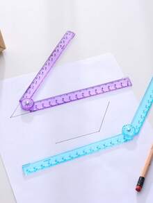 1 pieza Regla de medición plegable de acrílico transparente, extensible de 15 a 30 cm, regla recta, para dibujo, medición, tareas geométricas, primer día de escuela - Multicolor - Ver 5
