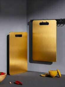 3 piezas/1 pieza Tabla de cortar antihongo de acero inoxidable de doble cara para uso doméstico - Dorado - Ver 7