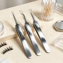 Stainless Steel Precision Tweezers Set, 3 Pcs Straight & Curved Pointed Tweezers For Eyebrow, Blackhead, Splinter, Eyelash Extensions - Silver - View 2