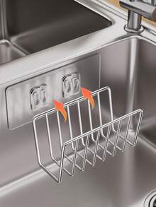 Kitchen Sink Sponge Holder,Self Adhesive Sponge Caddy,Stainless Steel Sponge Rack,Wall Mount Dish Sponge Storage,Draining Sink Organizer,No Drill Kitchen Caddy, Scrubber Holder,Sink Side Storage Basket - Multicolor - View 9