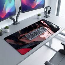 Red Eye Cool HD Pattern Extra Long Gaming Mouse Pad & Desk Mat Set, Non-Slip Durable Rubber Base, Smooth Surface Suitable For Computer Laptop Office Home, Abstract Art Decor, Back To School Supplies - A - View 3