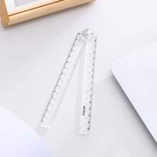 1 pieza Regla de medición plegable de acrílico transparente, extensible de 15 a 30 cm, regla recta, para dibujo, medición, tareas geométricas, primer día de escuela - Multicolor - Ver 12