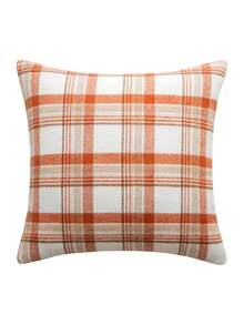 Homemorelove 1/2pcs Plaid Double-Sided Faux Mohair Pillow Case, Hidden Zipper, Suitable For Bedroom, Living Room, Sofa Home Decor, Pillow Insert Not Included, Thanksgiving, Halloween Atmosphere Decorative Pillow Case - Large Orange and White Plaid - View 11