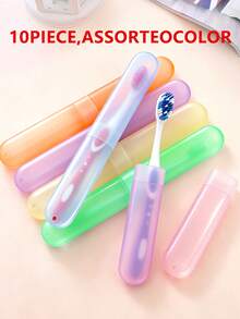 5pcs/Set Random Color Toothbrush Case Travel Portable Set, Candy Color Matte Felt Toothbrush Head Protective Cover, Dustproof Dental Tool Storage Box - Multicolor - View 13