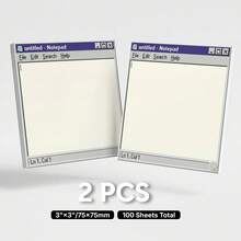 2 Packs 100 Sheets Vintage Computer Sticky Notes, Classic Old System Window Style Self-Adhesive Blank Memo Pads, Desktop Reminder Notes, Office And School Stationery Supplies - 75 X 75 mm - View 8