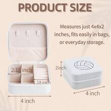 6 - Pack Volleyball Portable Jewelry Box Travel White Sport Jewelry Case Bulk Gifts Volleyball Athletes Sports Enthusiasts Events Milestones - Square Volleyball - View 4