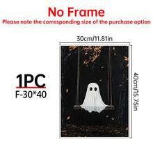1/6pcs Vintage Ghost Halloween Gallery Wall Decor Set, Whimsical Autumn Halloween Decorations, Kids Room Wall Art Prints, Home Wall Decor Art - Multicolor - View 47
